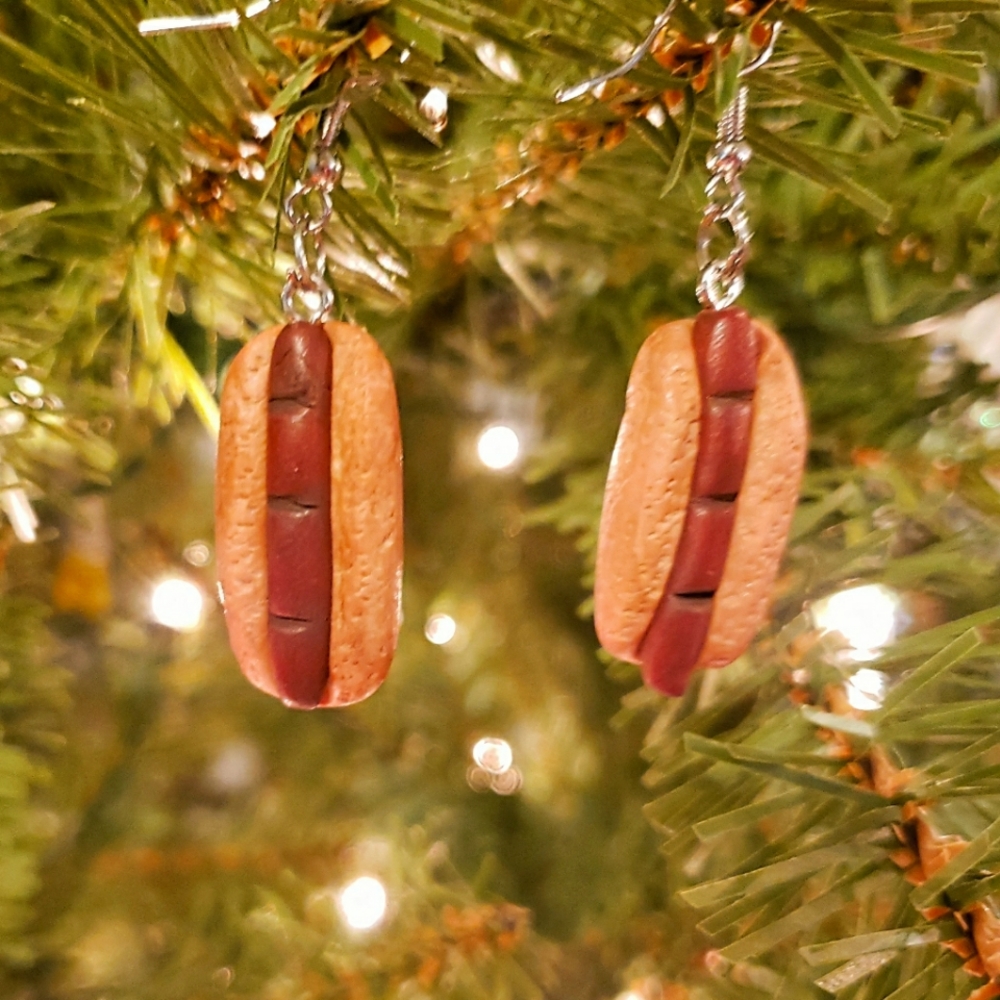 New Handmade hotdog earrings